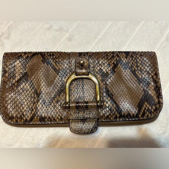 Authentic Python 🐍 and leather Gucci brown clutch - Picture 2 of 9